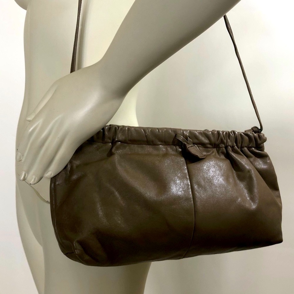 Vintage Gray Leather Clutch